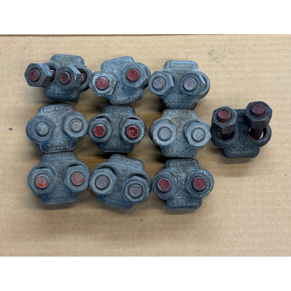 Lot of 10 Genuine Crosby 3/8 Inch Wire Rope Clips G-450 Red U-Bolt Cable Clamps